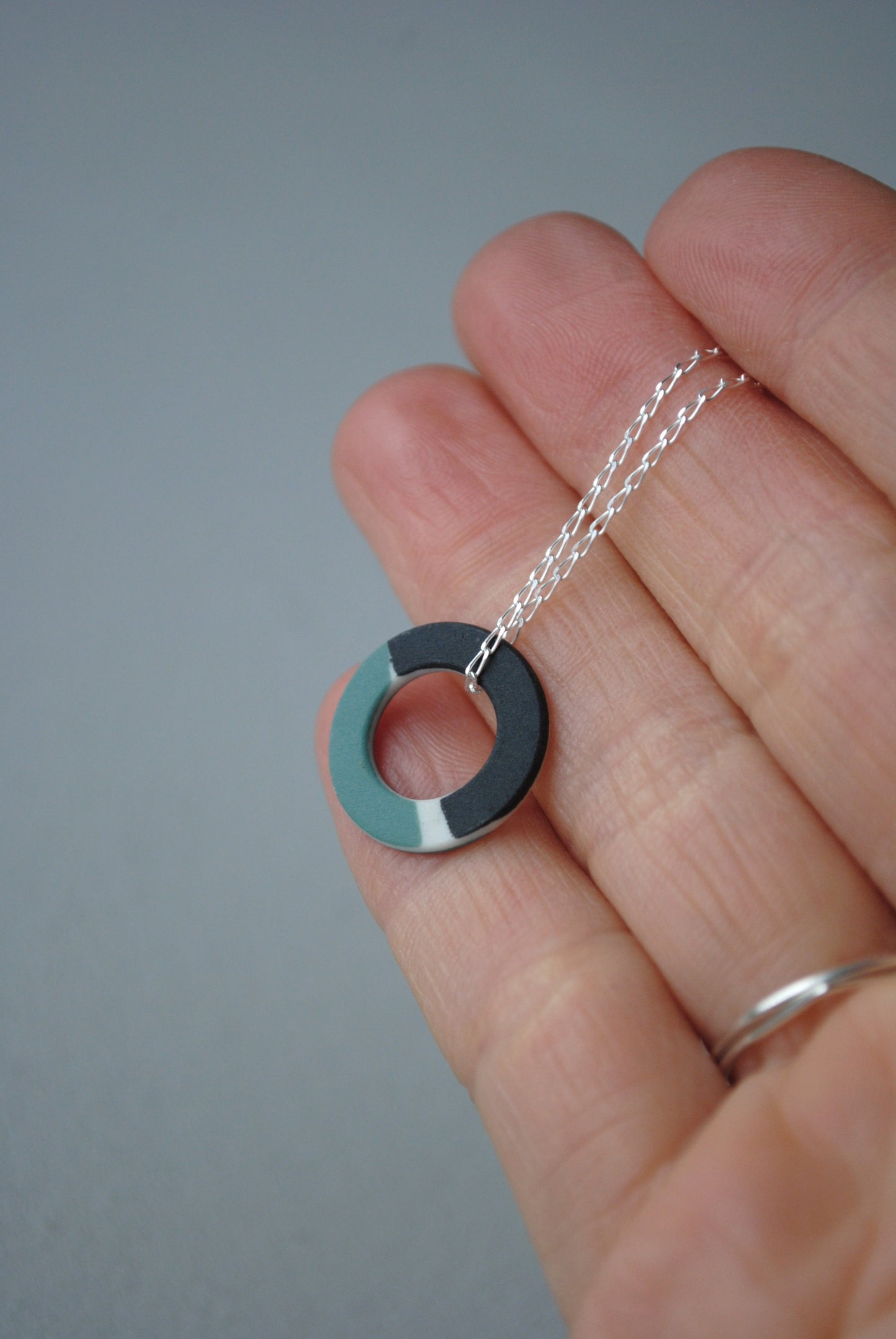 Black and green minimal necklace