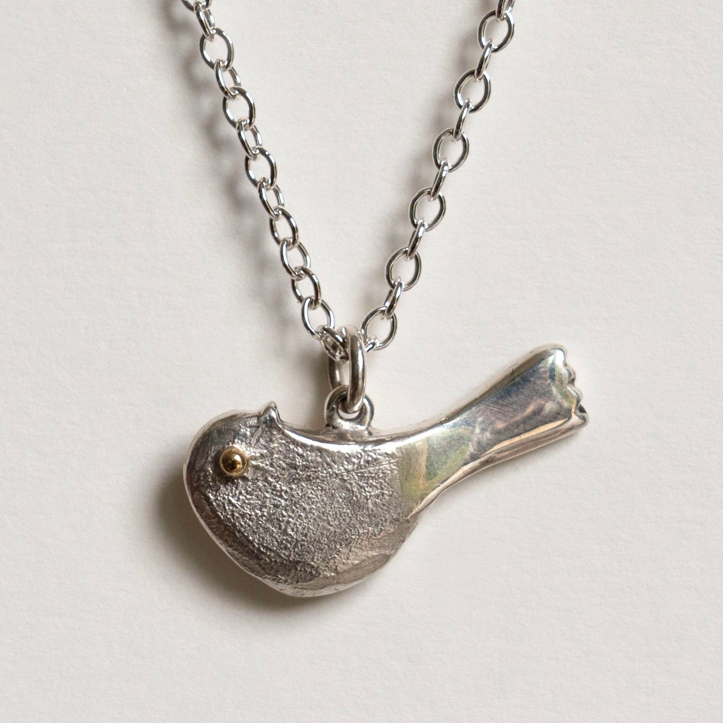 Silver & gold chiffchaff necklace