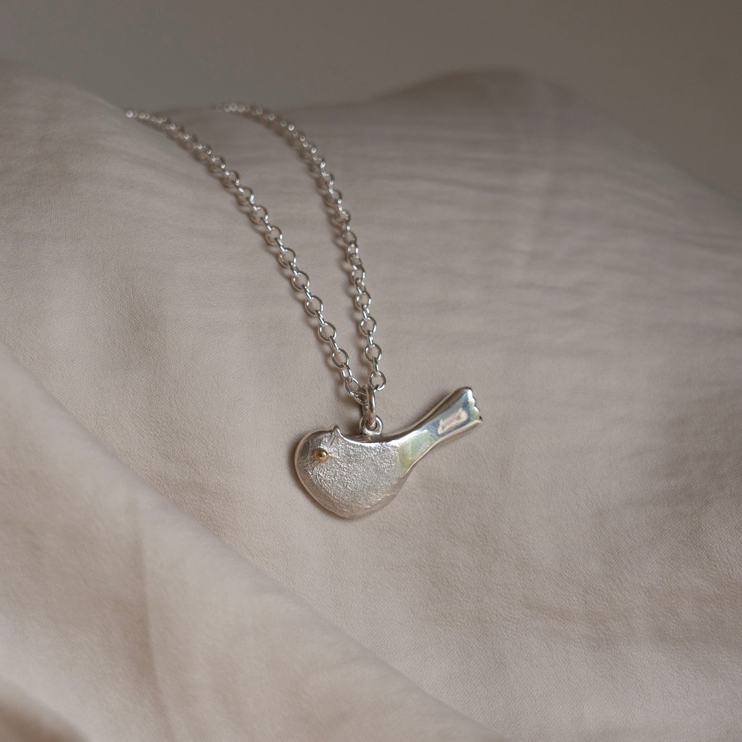 Silver & gold chiffchaff necklace