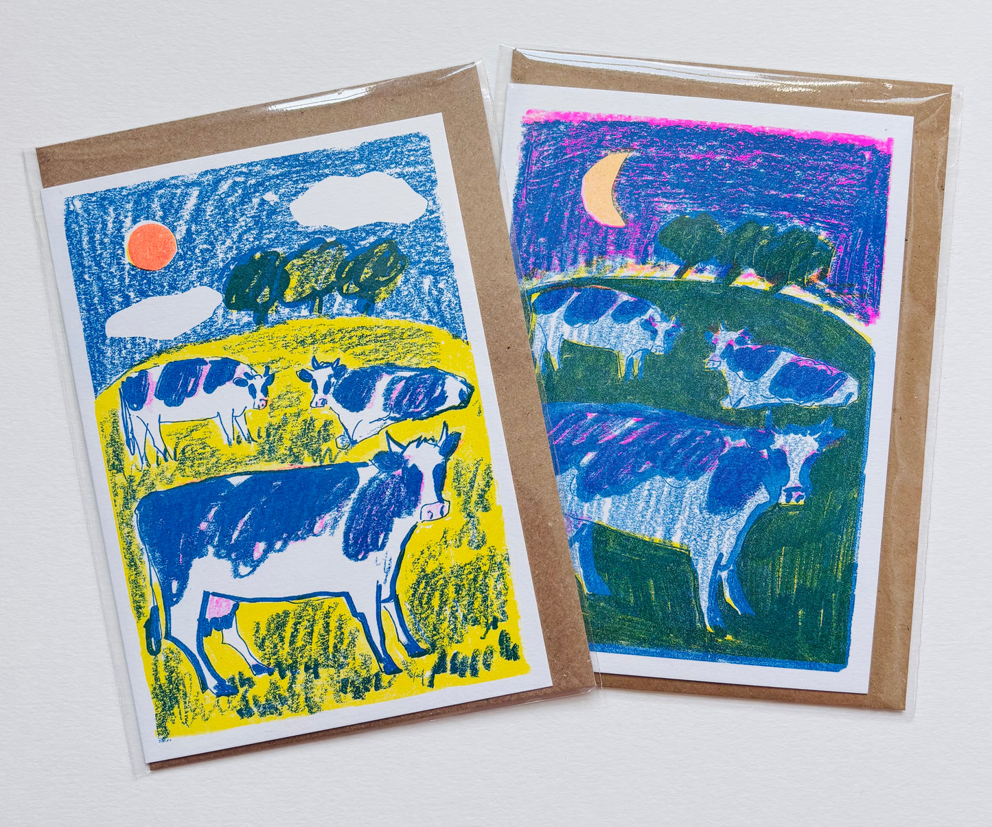 'Cows in a Field' greetings card