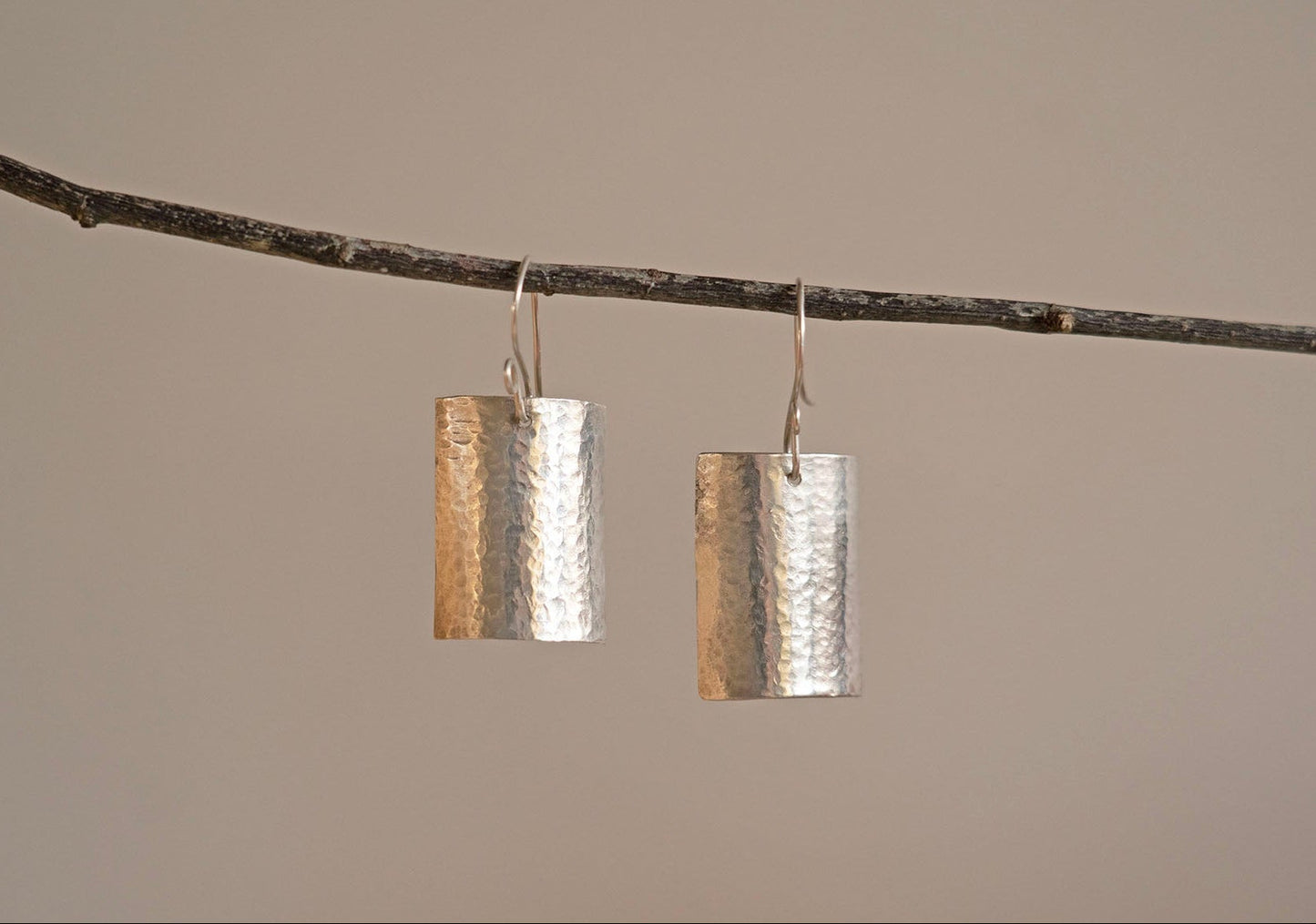 Hammered plate drop earrings