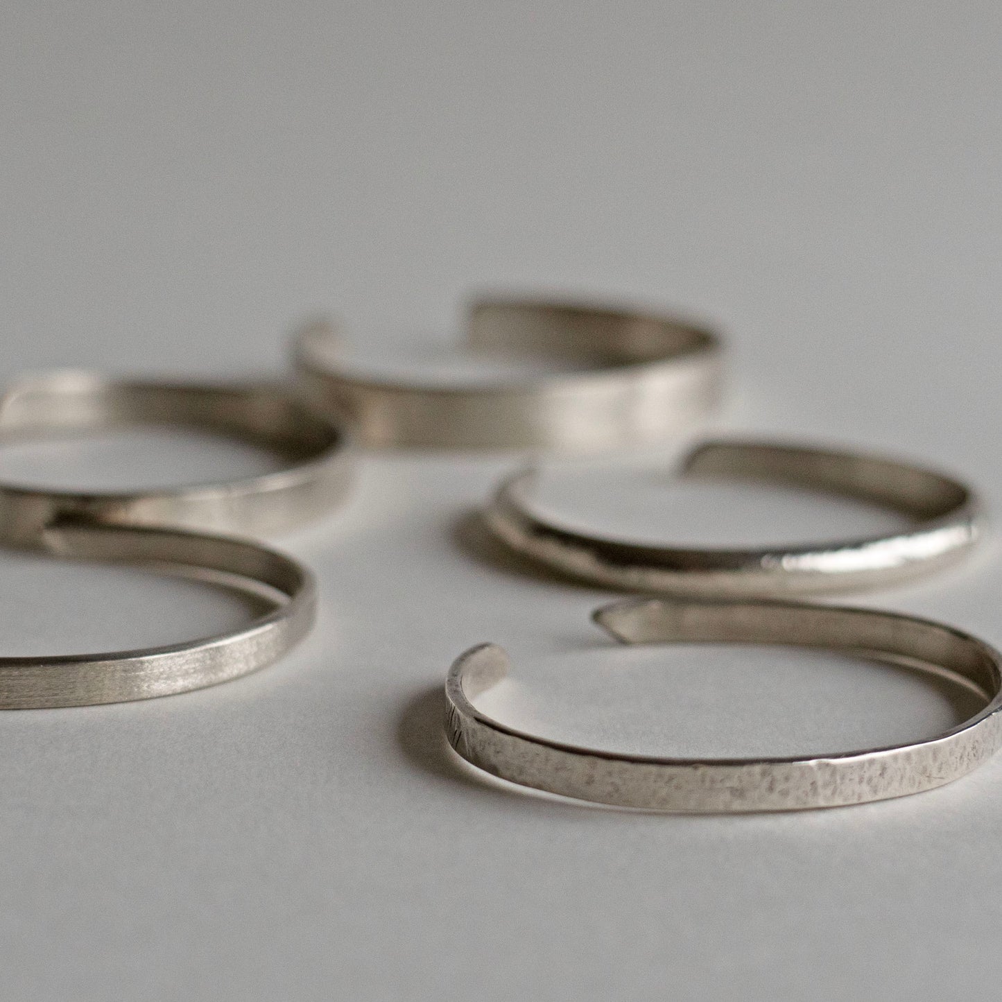 Wide brushed solid silver cuff