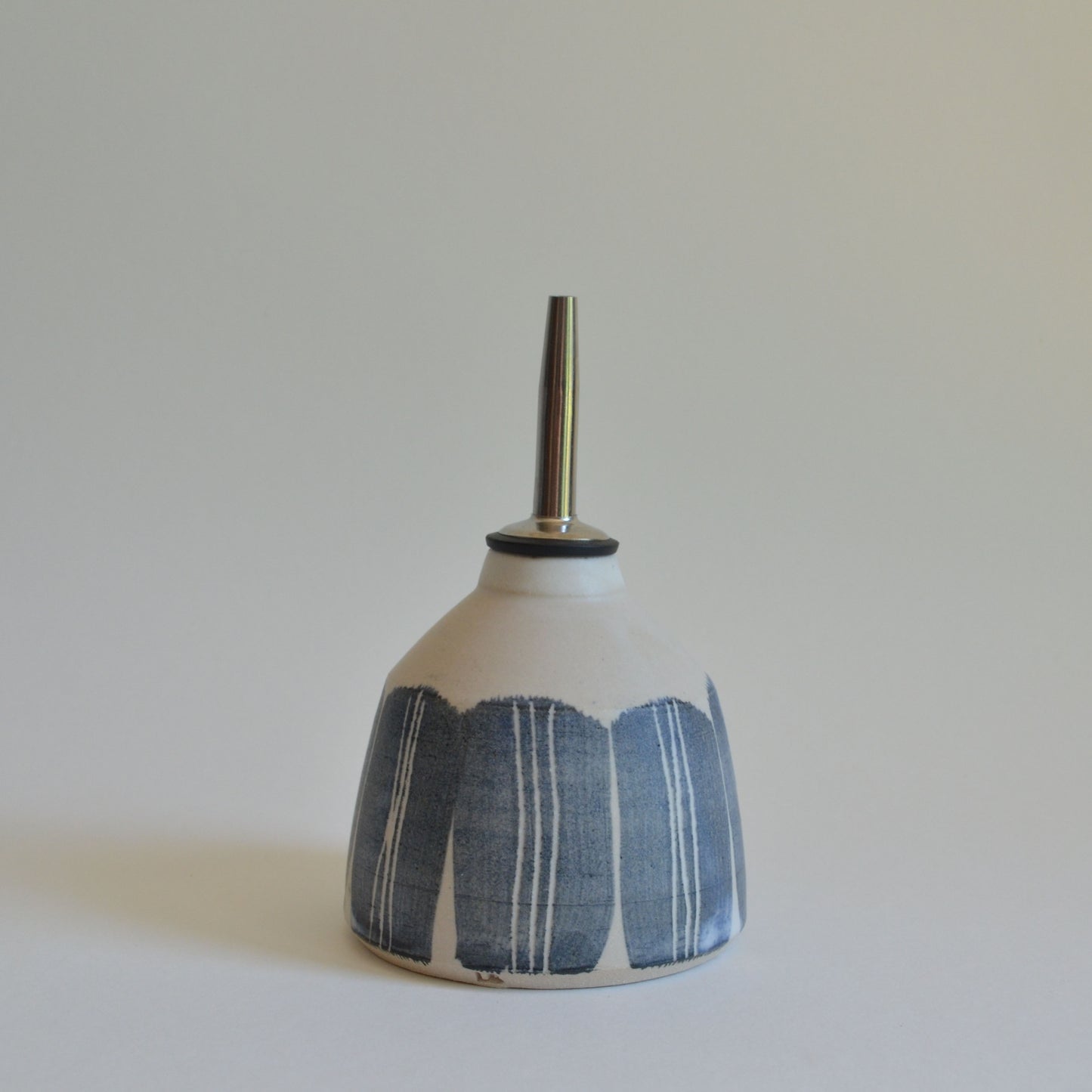 Bottle vase - matte blue sgraffito