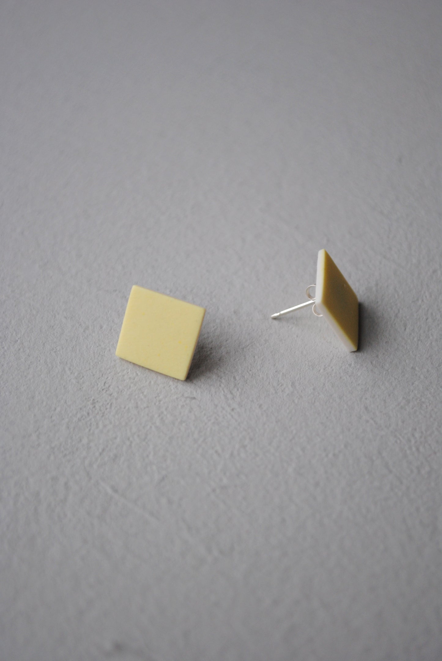 Sunshine Yellow square stud earrings