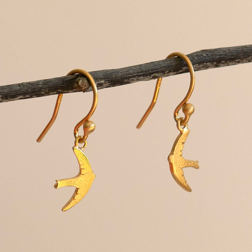 Gold swift drop earrings