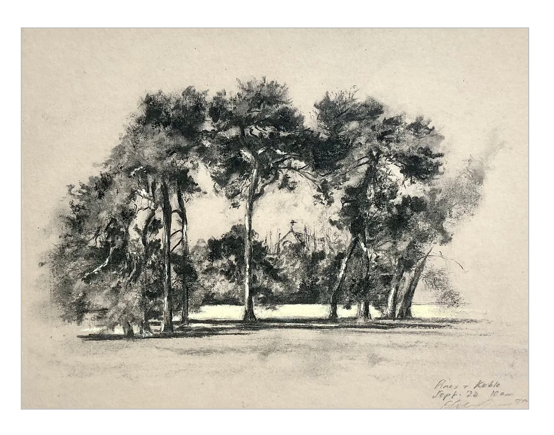 Scots Pines and Keble College, University Parks