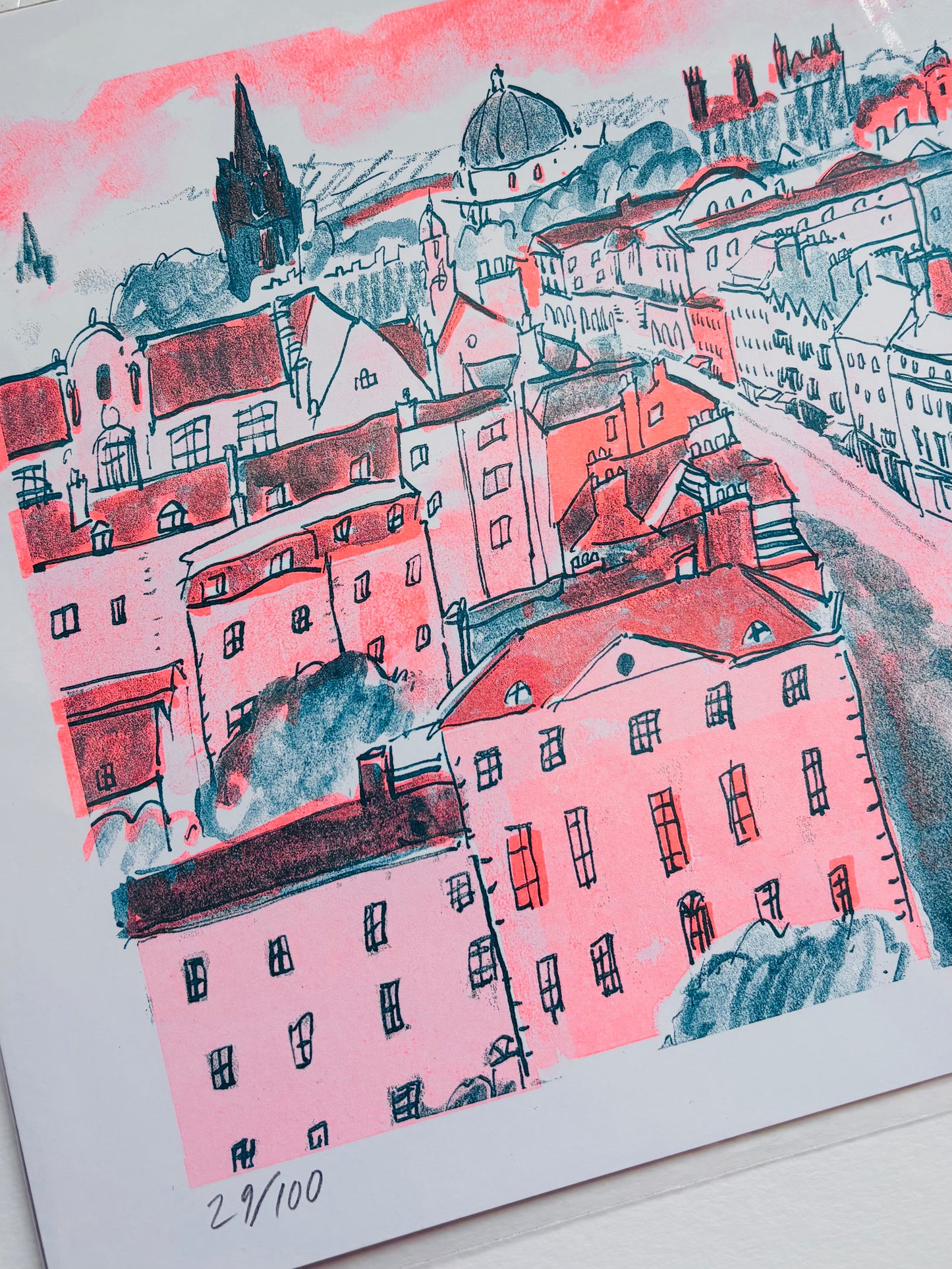 ‘View of Oxford High Street from Magdalen Tower’ print