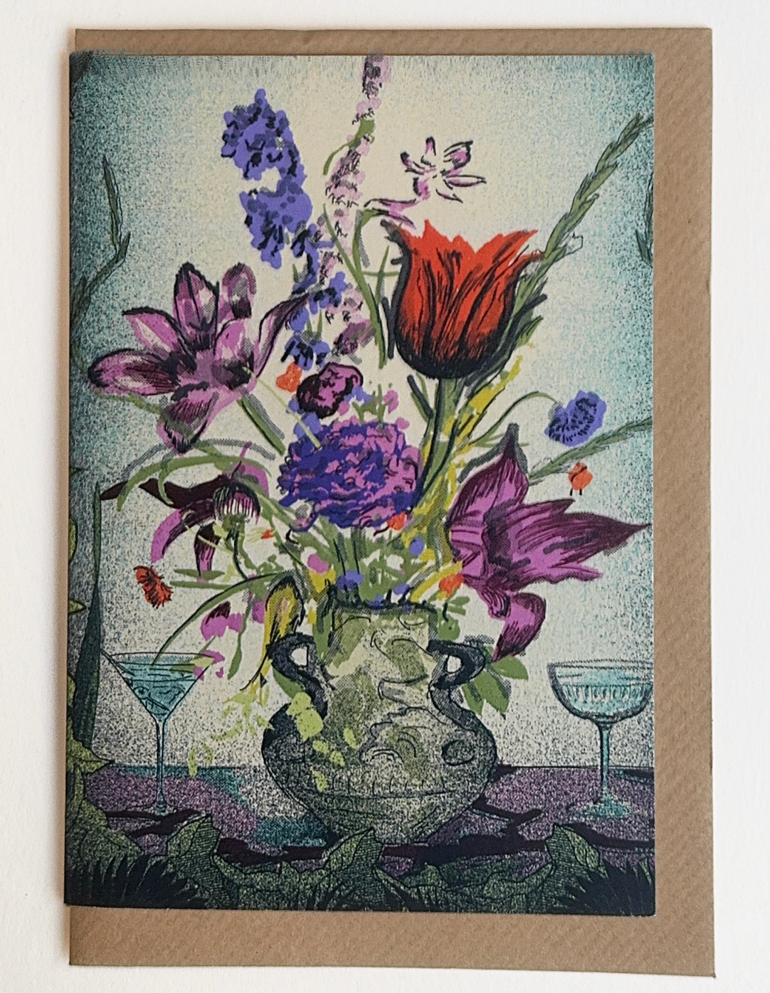 Still Life with Champagne greetings card