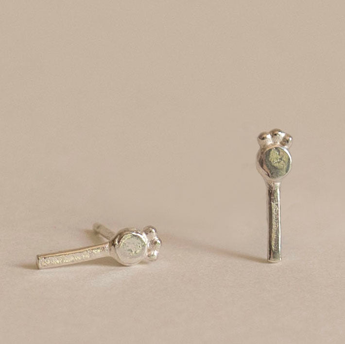 Silver poppy seedhead earrings