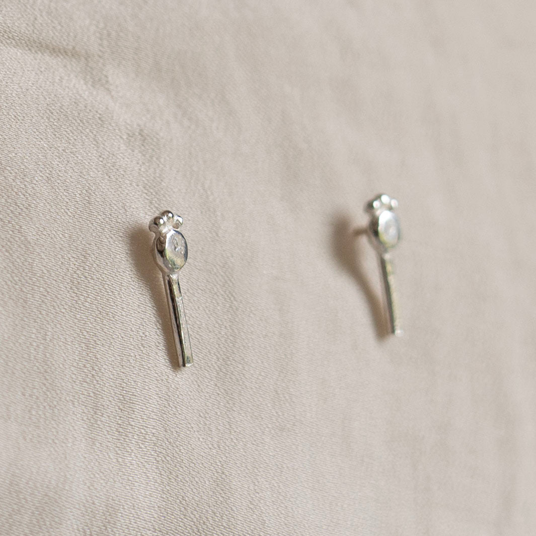 Silver poppy seedhead earrings