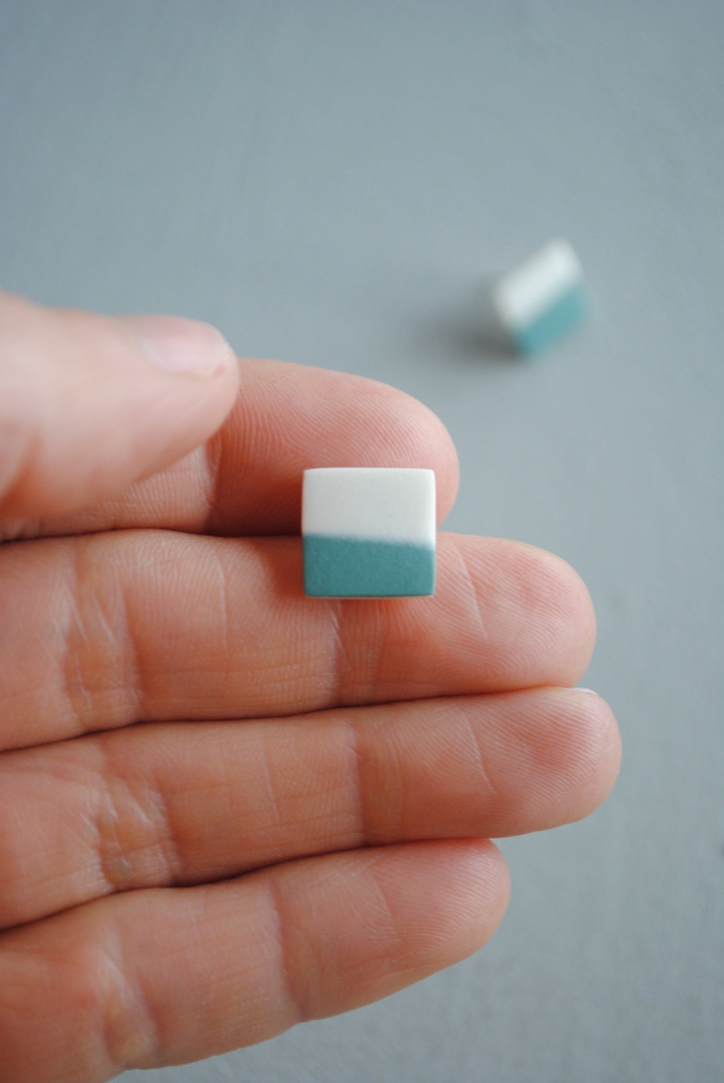 Fern green square stud earrings