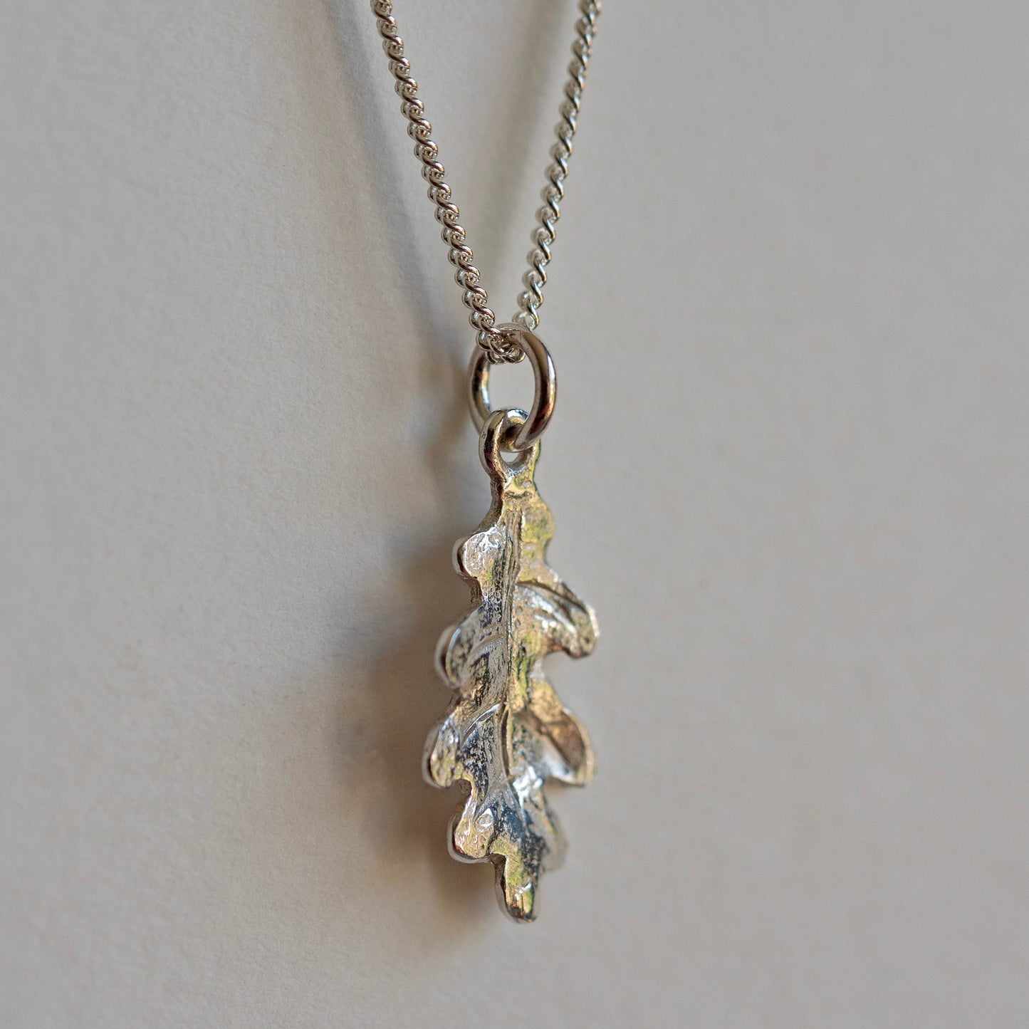 Silver oak leaf necklace - small