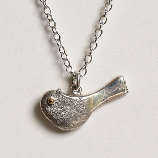 Silver & gold chiffchaff necklace