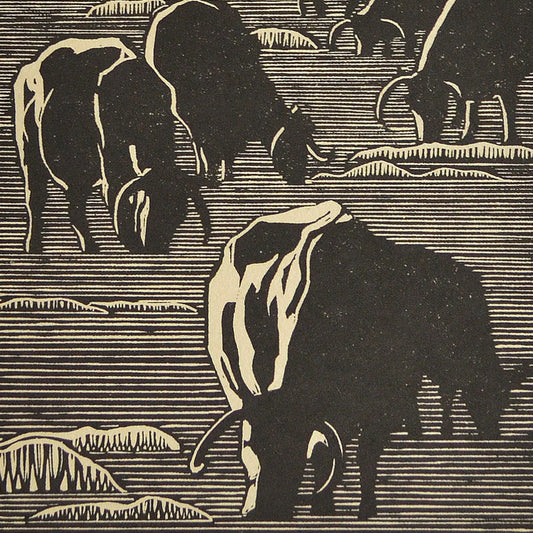 Christ Church Cows linocut print