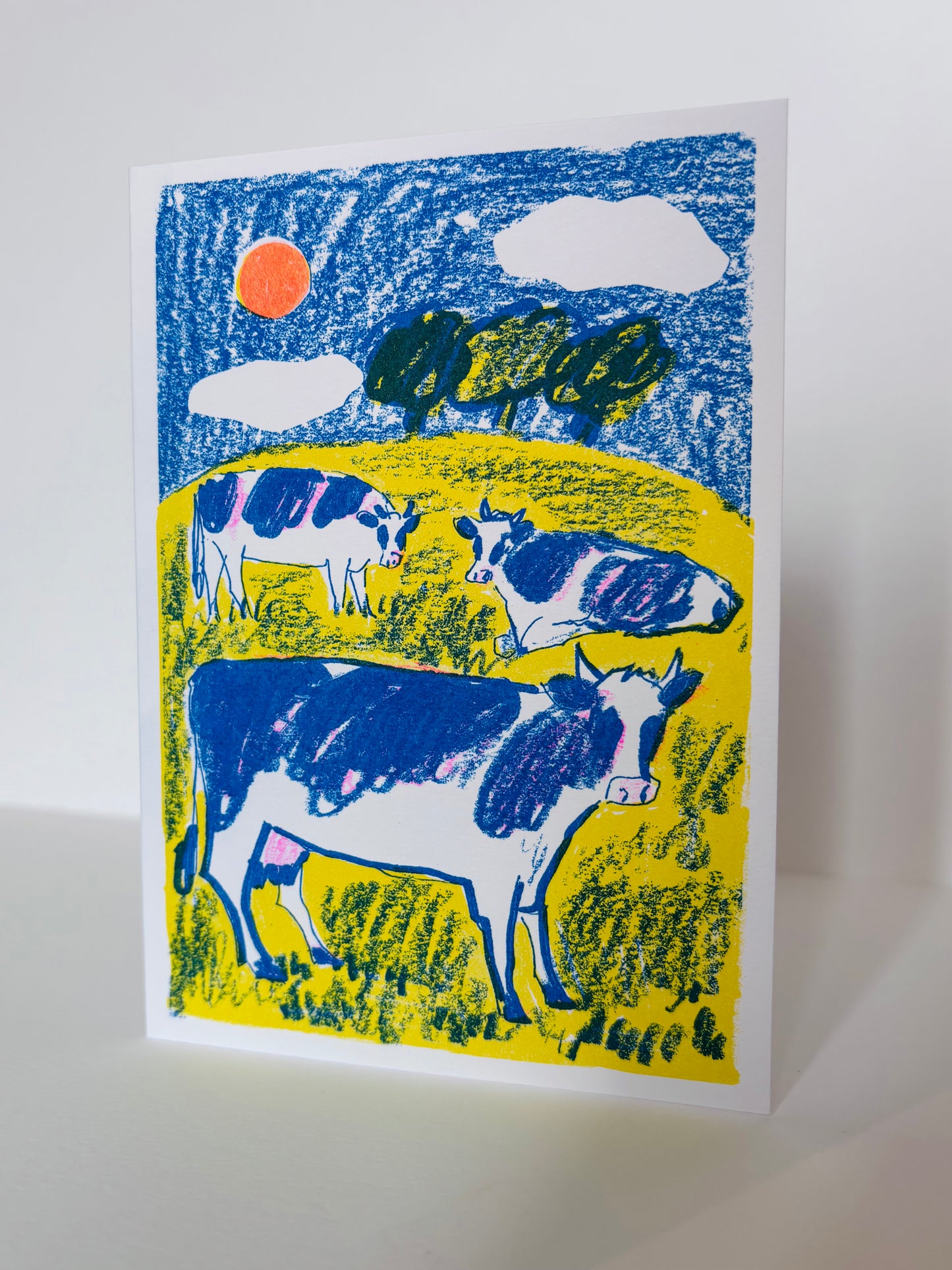 'Cows in a Field' greetings card
