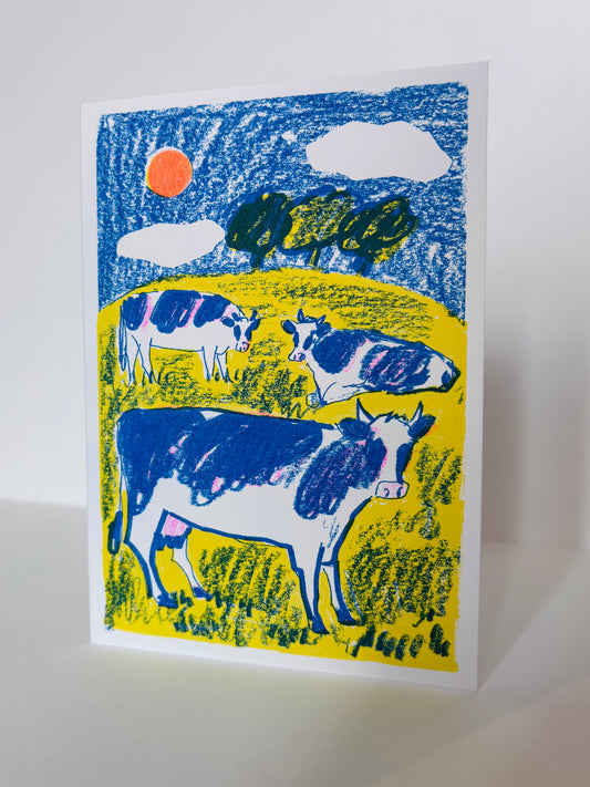 'Cows in a Field' greetings card
