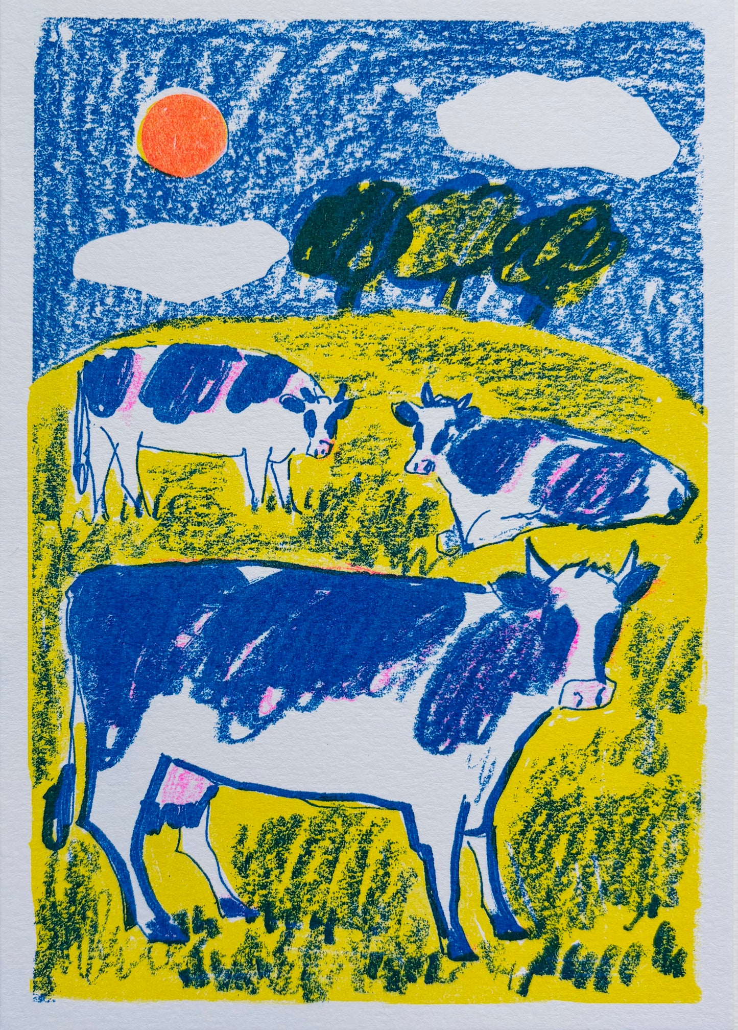 'Cows in a Field' greetings card