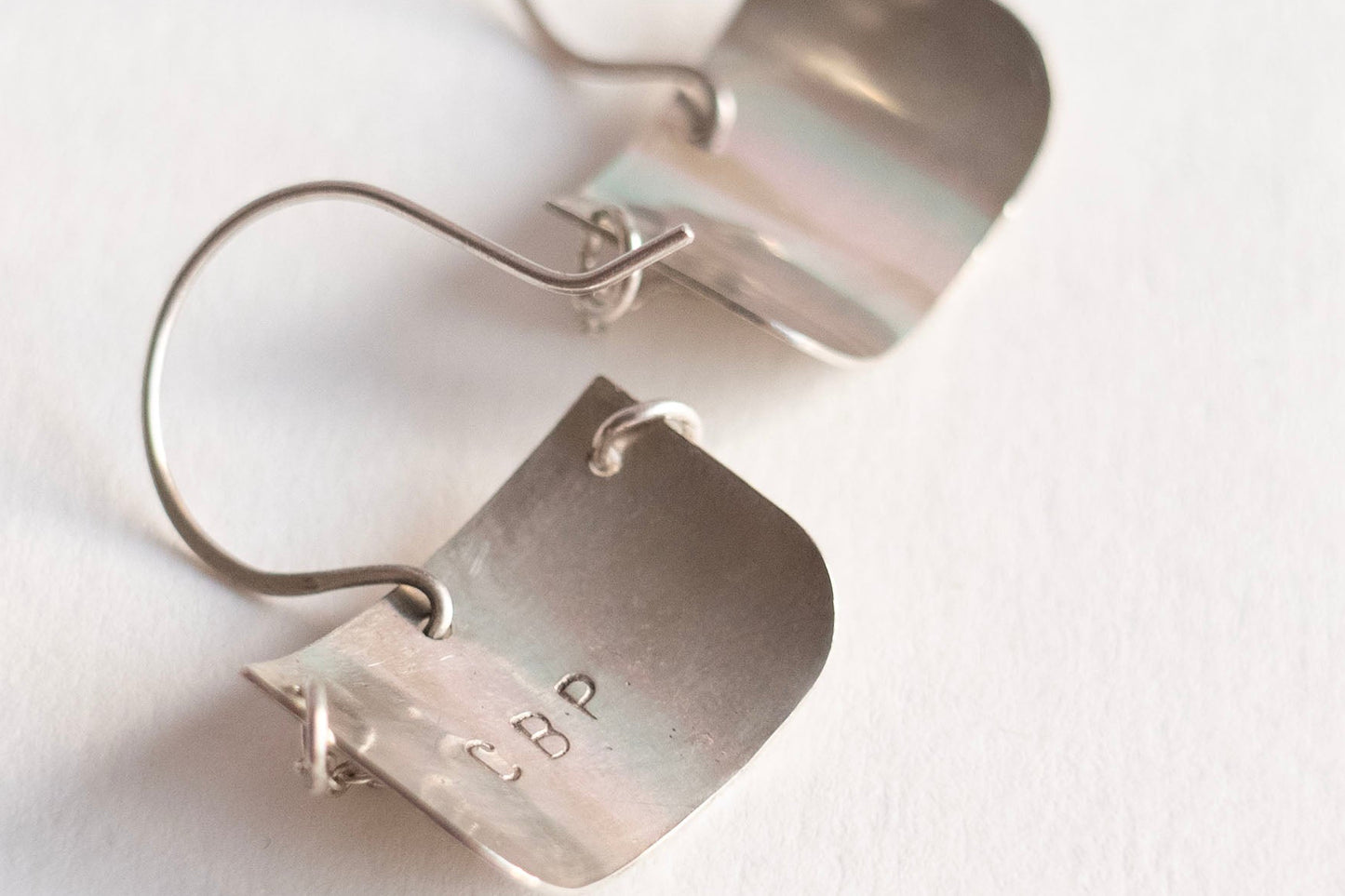 Shield and chain drop earrings