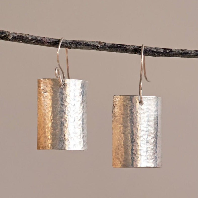 Hammered plate drop earrings