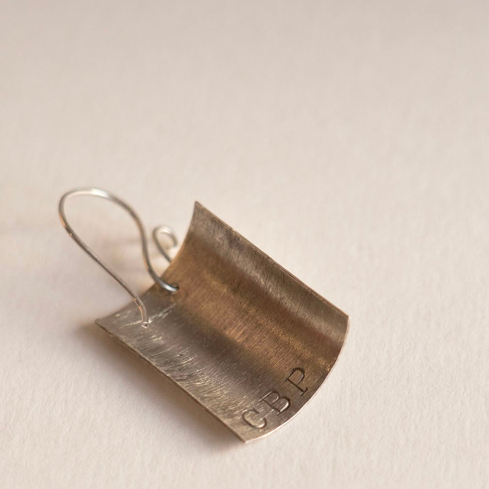 Hammered plate drop earrings