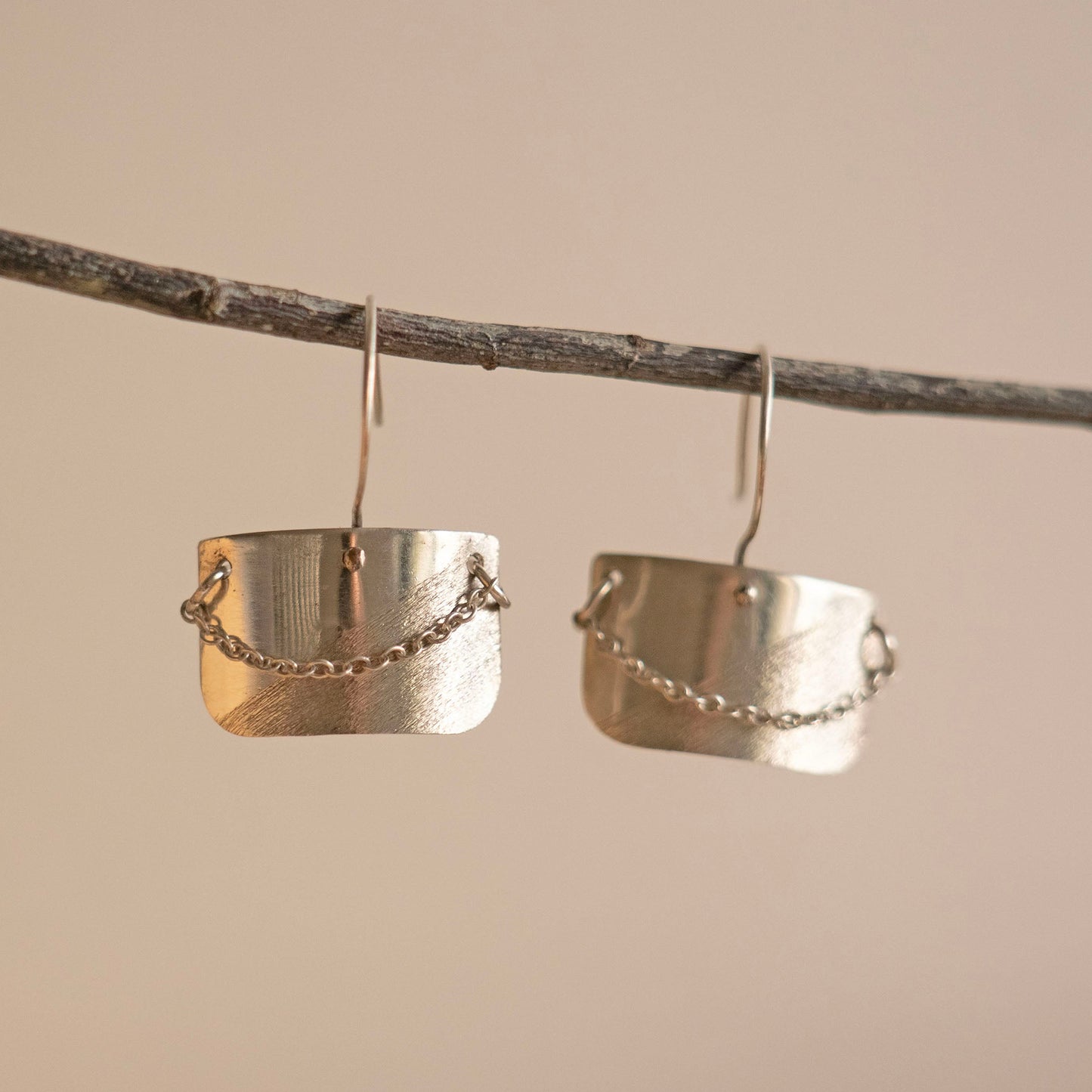 Shield and chain drop earrings