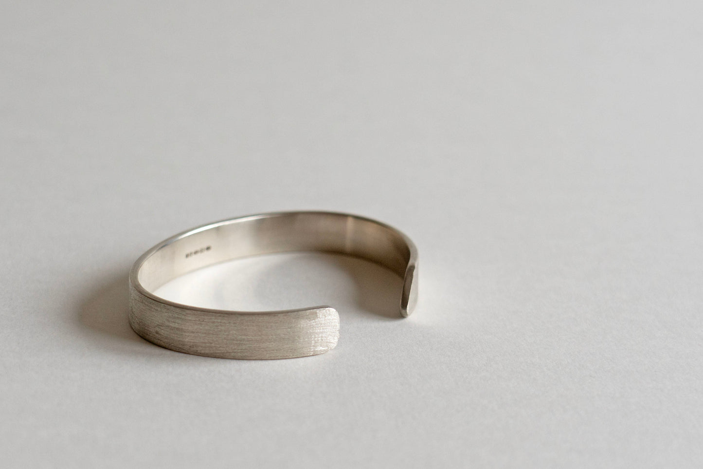 Wide brushed solid silver cuff