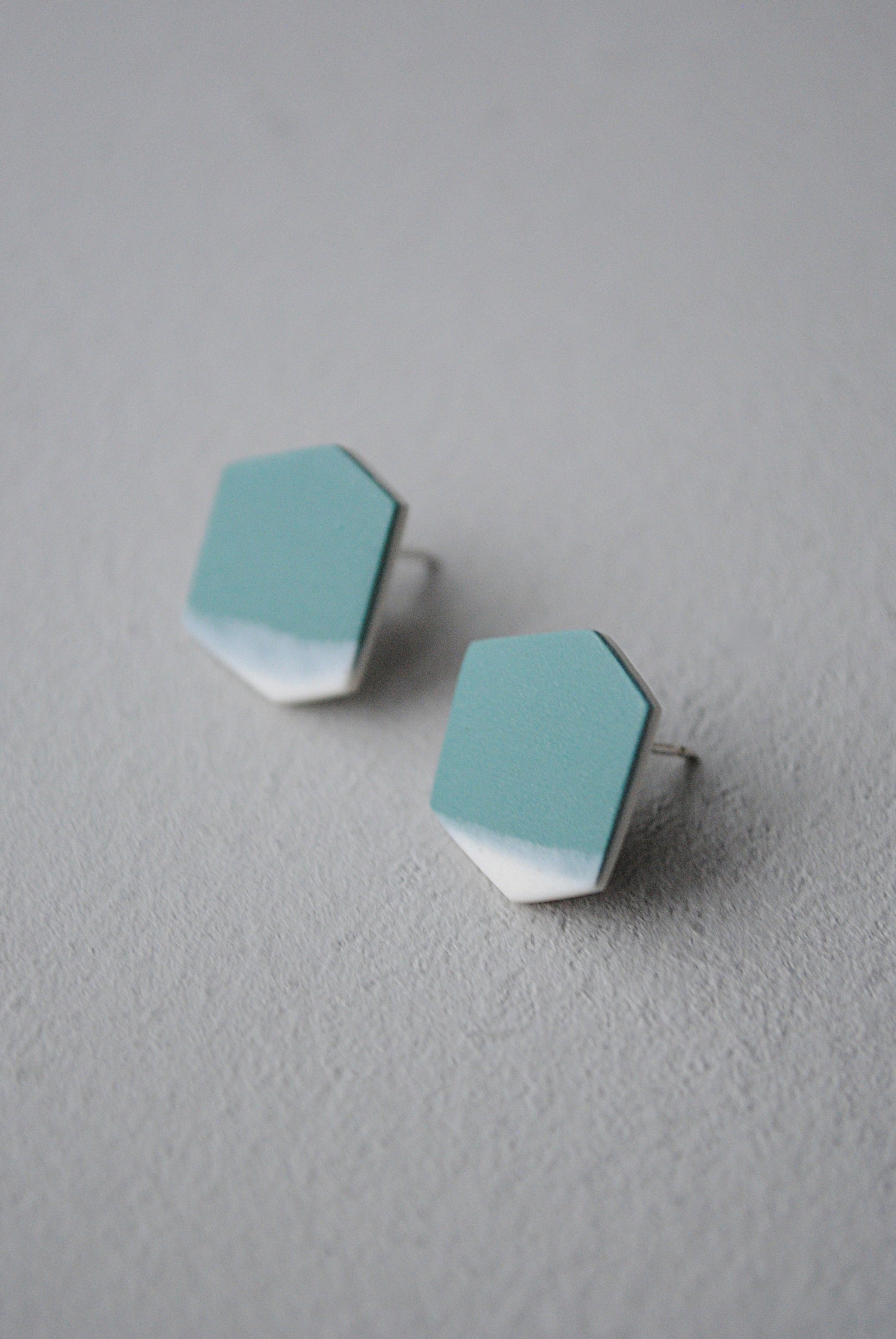 Fern green hexagon earrings