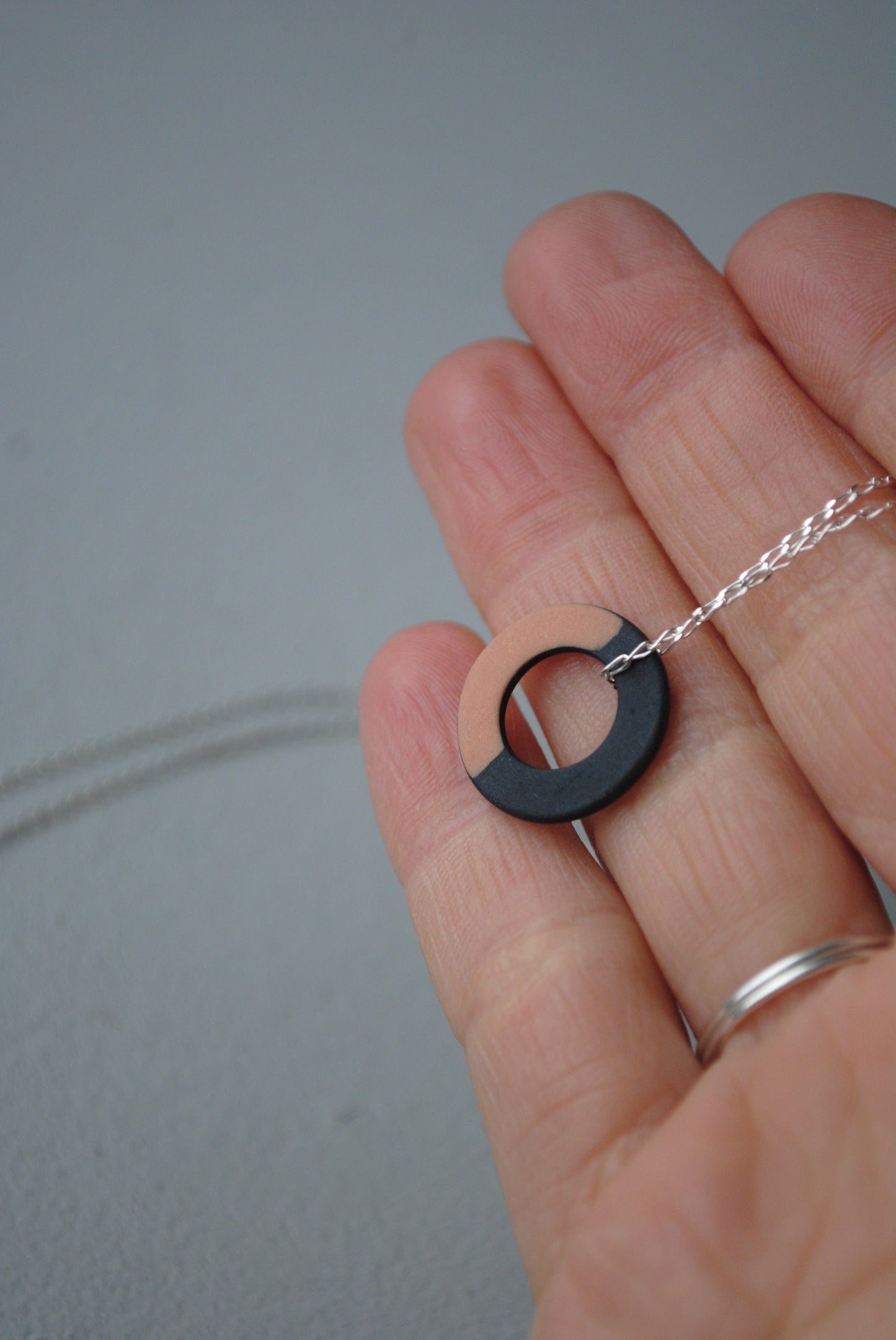 Black and ochre minimal necklace