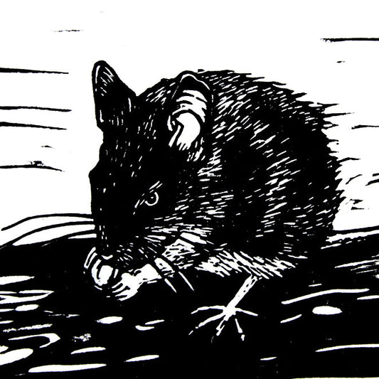 Field mouse linocut print
