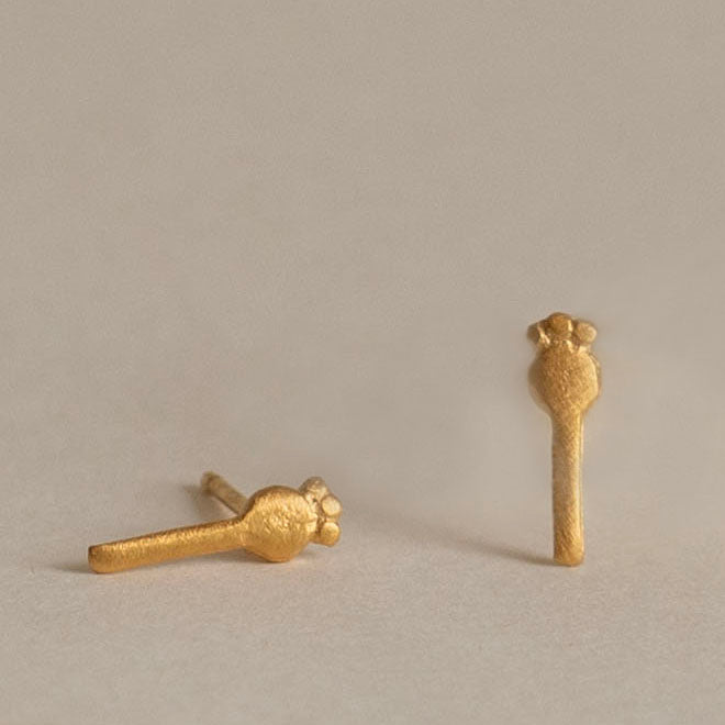 Gold poppy seedhead earrings