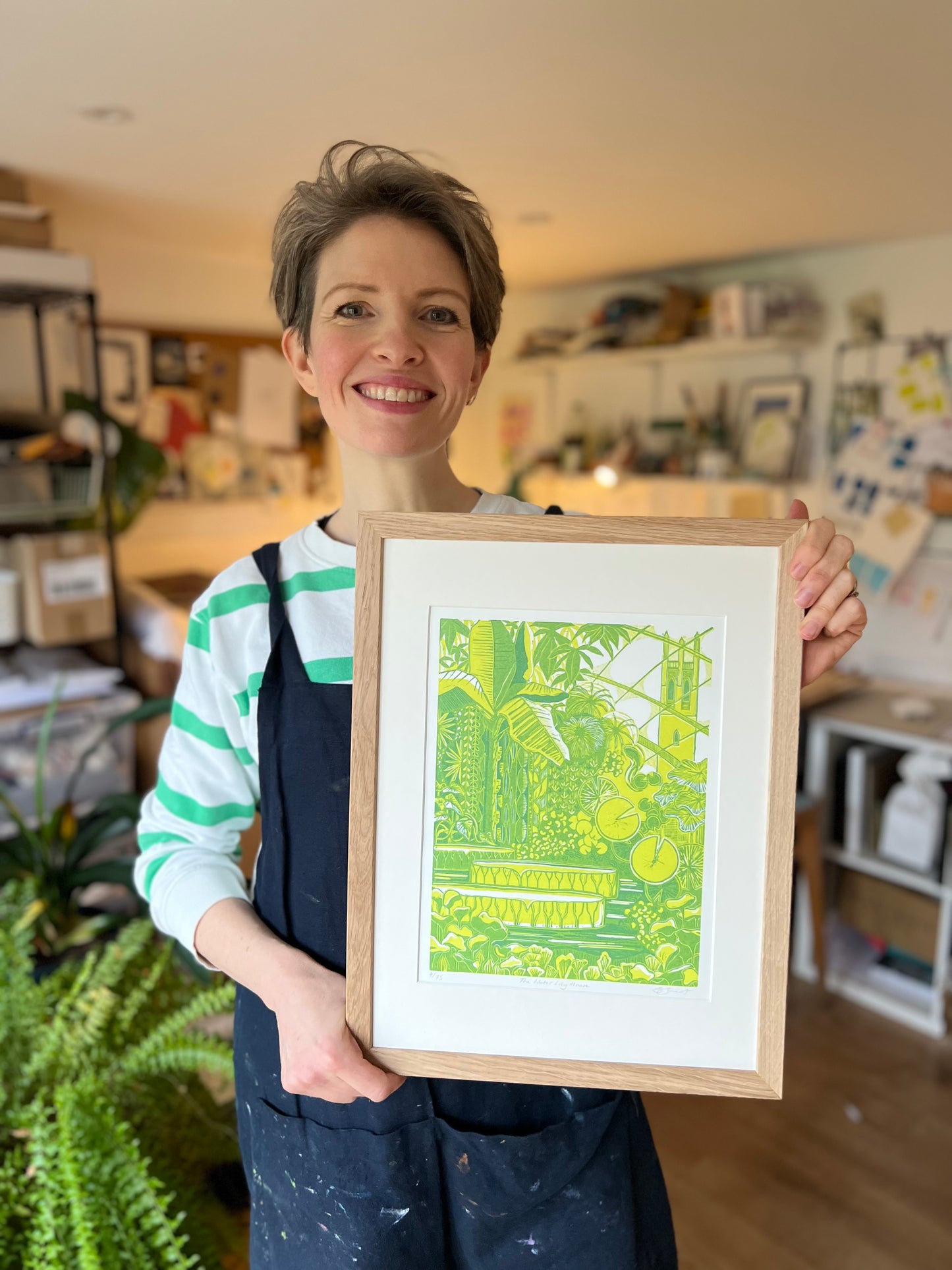 The Water Lily House linocut print