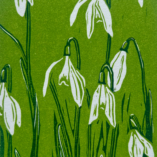 Snowdrops linocut print