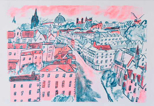 ‘View of Oxford High Street from Magdalen Tower’ print
