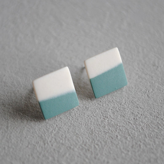 Fern green square stud earrings