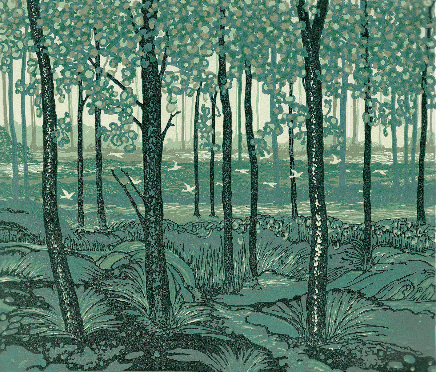Summer Green linocut print