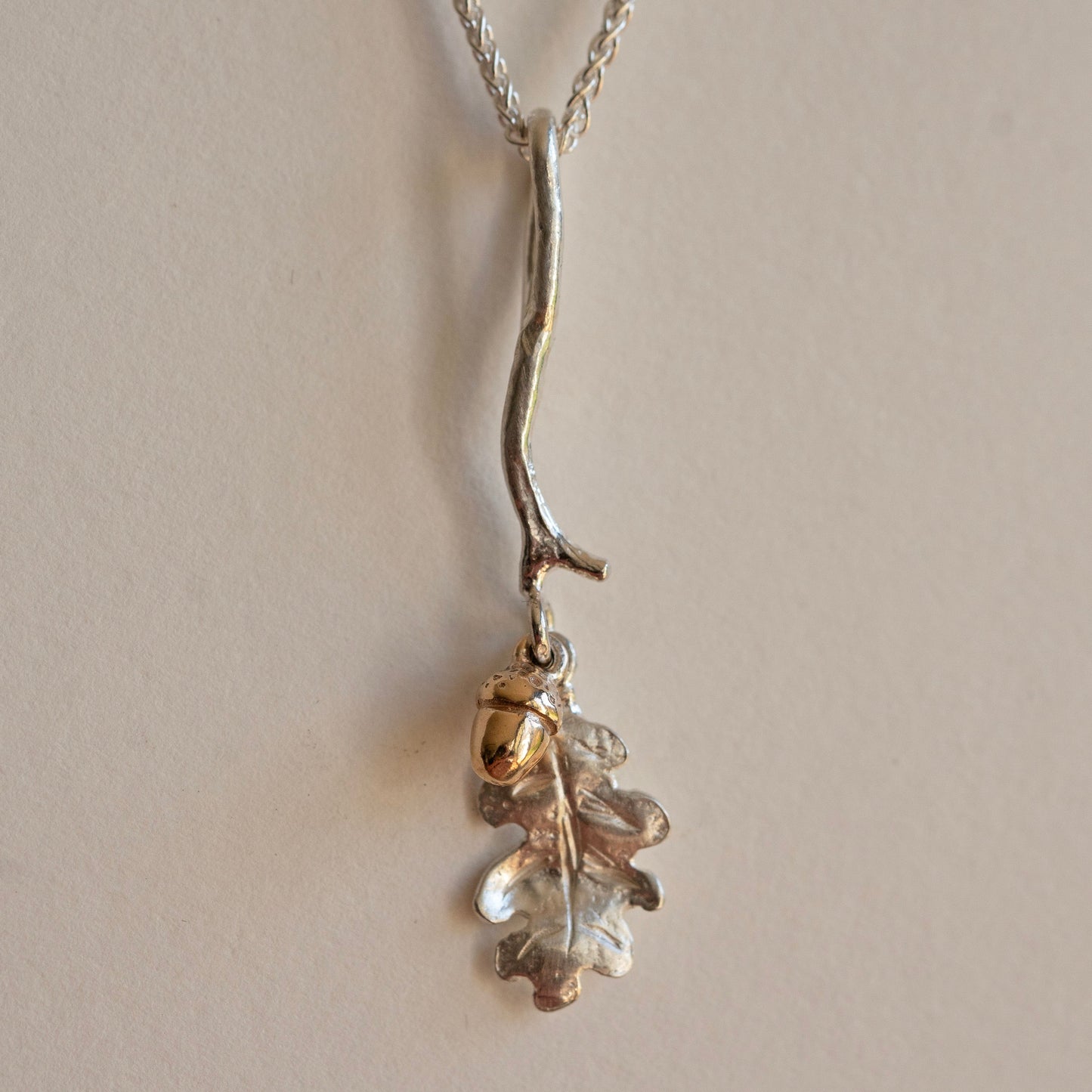 Oak leaf and acorn necklace