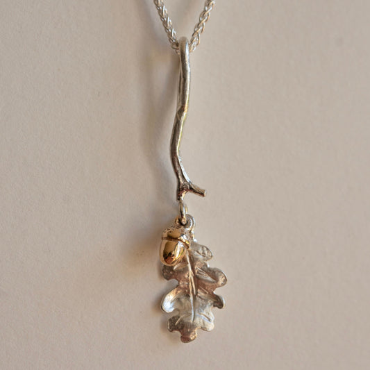 Oak leaf and acorn necklace