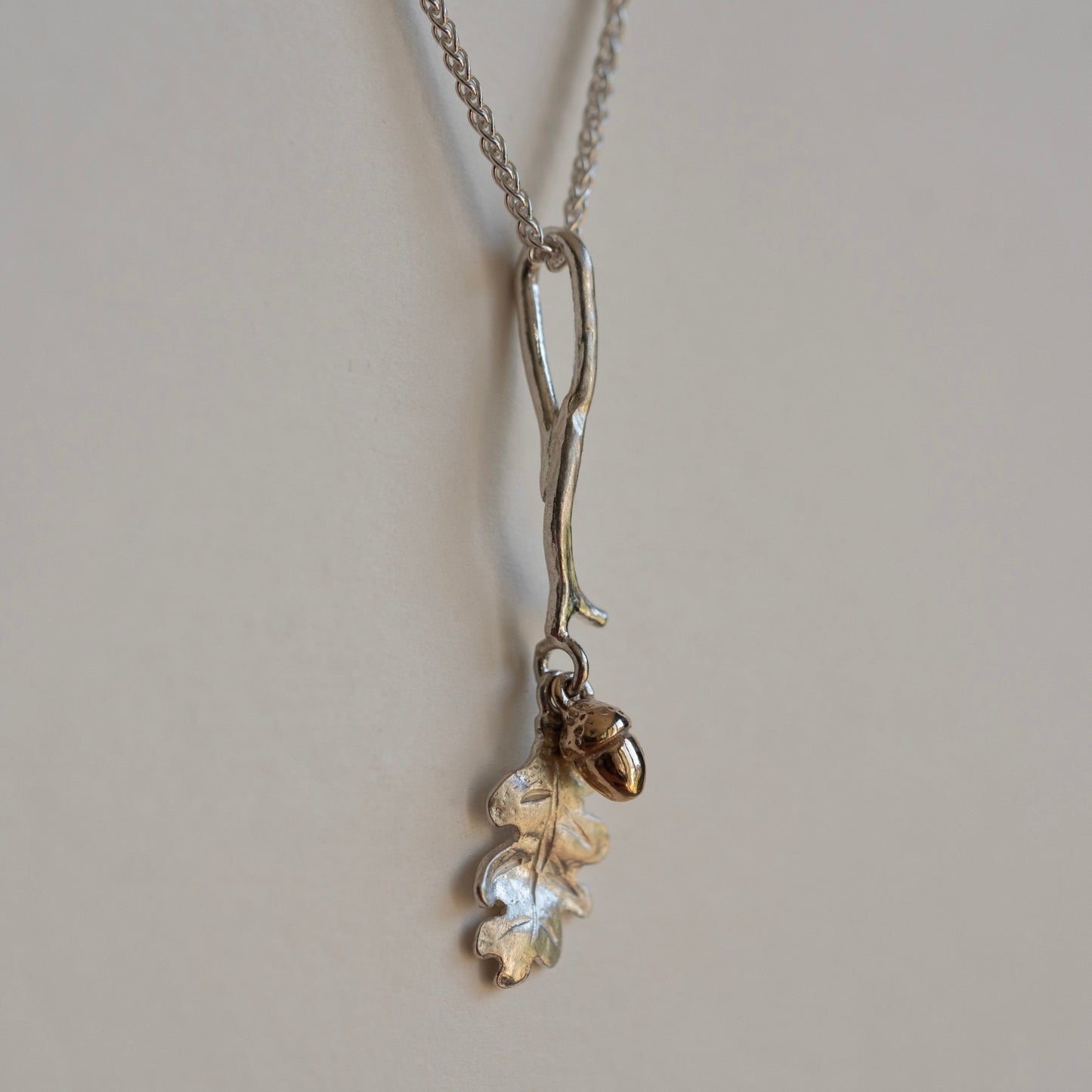 Oak leaf and acorn necklace