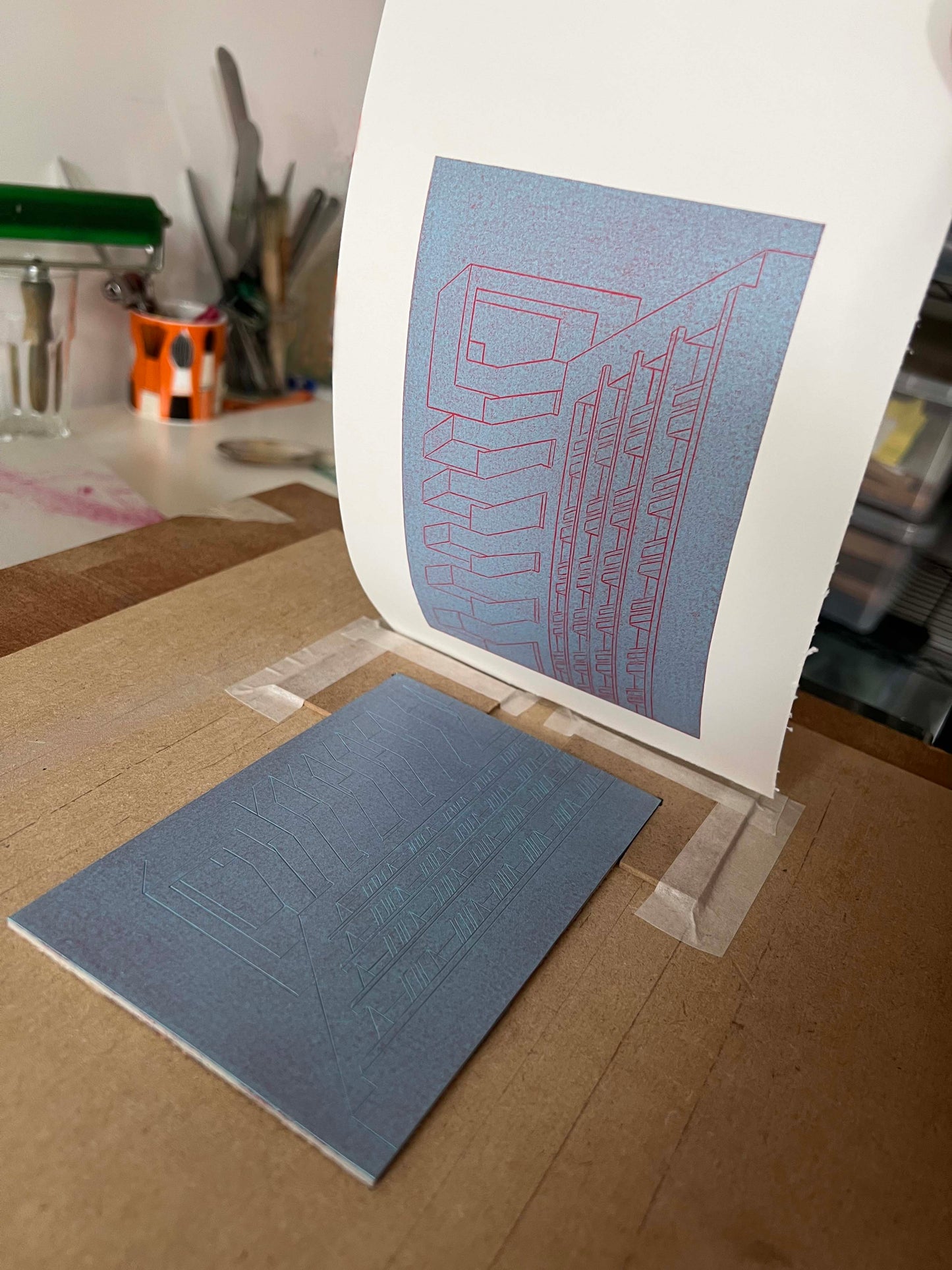 Castle - original linocut print