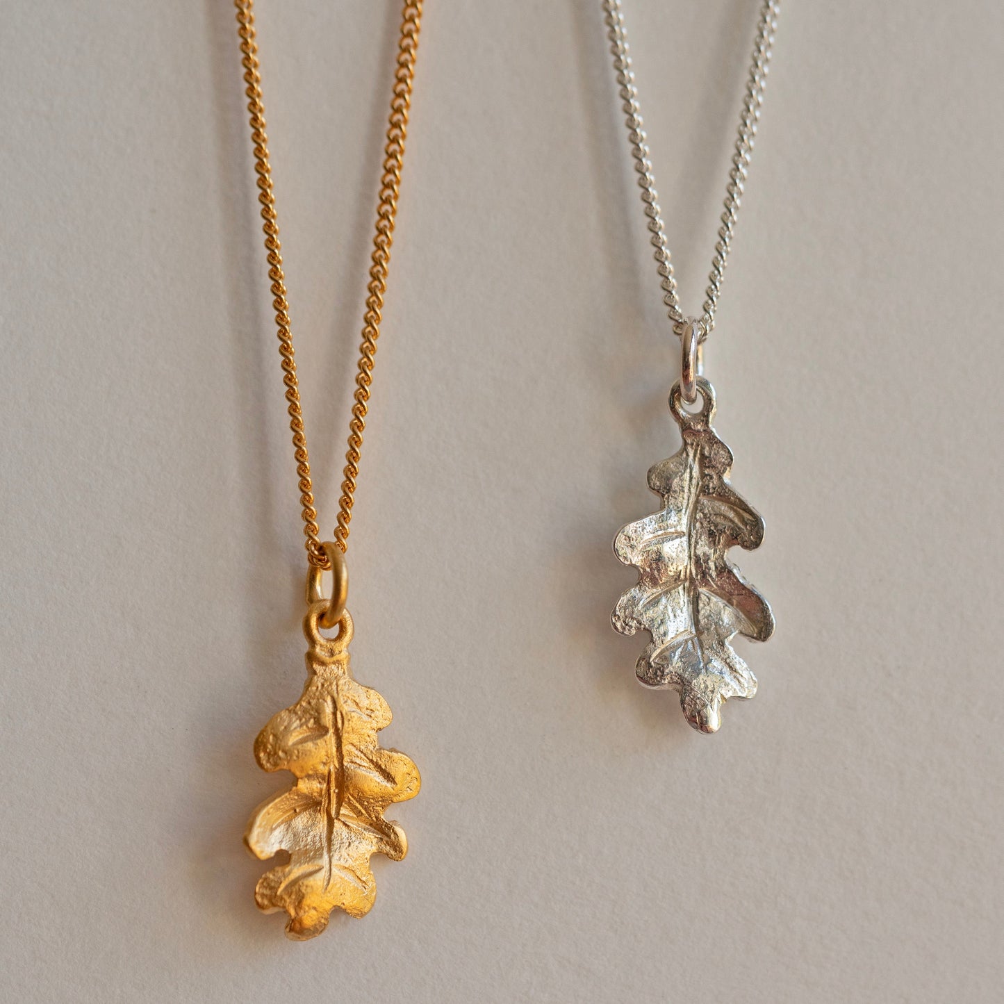 Gold oak leaf necklace