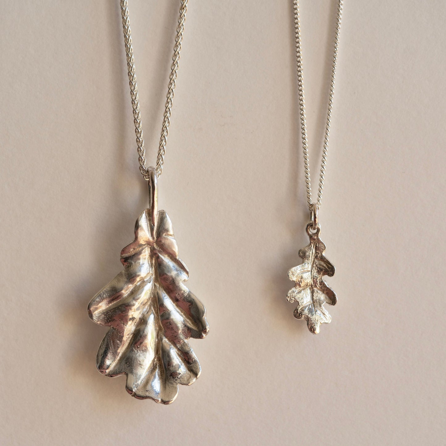 Silver oak leaf necklace - small