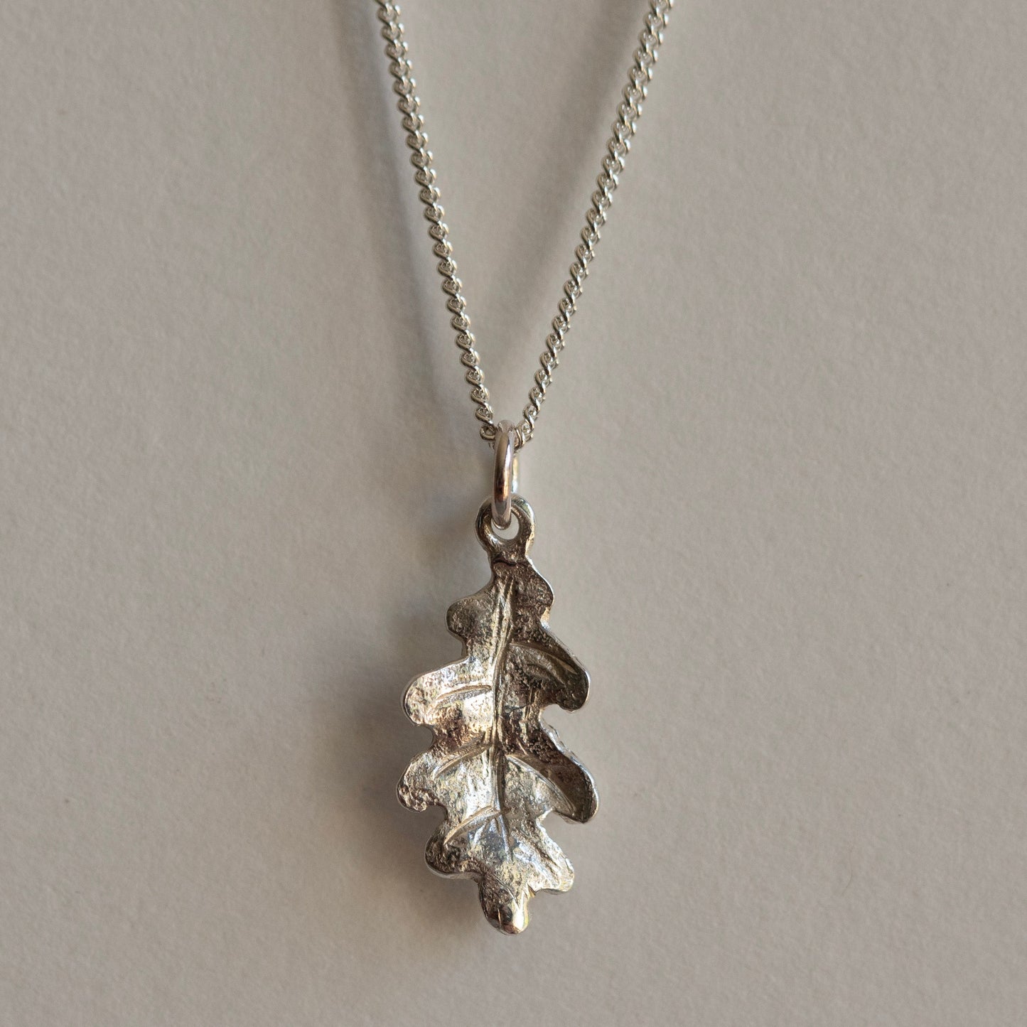Silver oak leaf necklace - small
