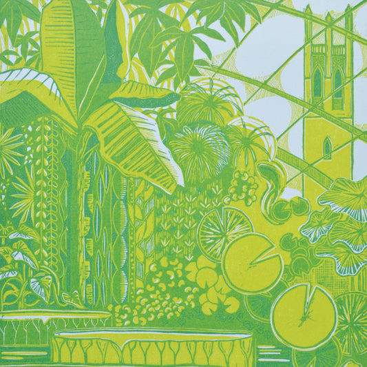 The Water Lily House linocut print